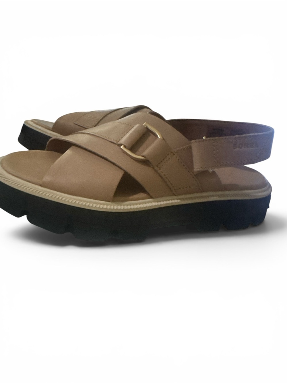 New Sorel Tan Leather Platform Slingback Sandals SZ EU 37 W 6.0
